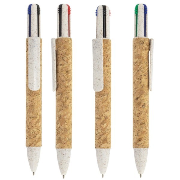 Bolígrafo 4 Colores Corcho y Fibra de Trigo YAKO