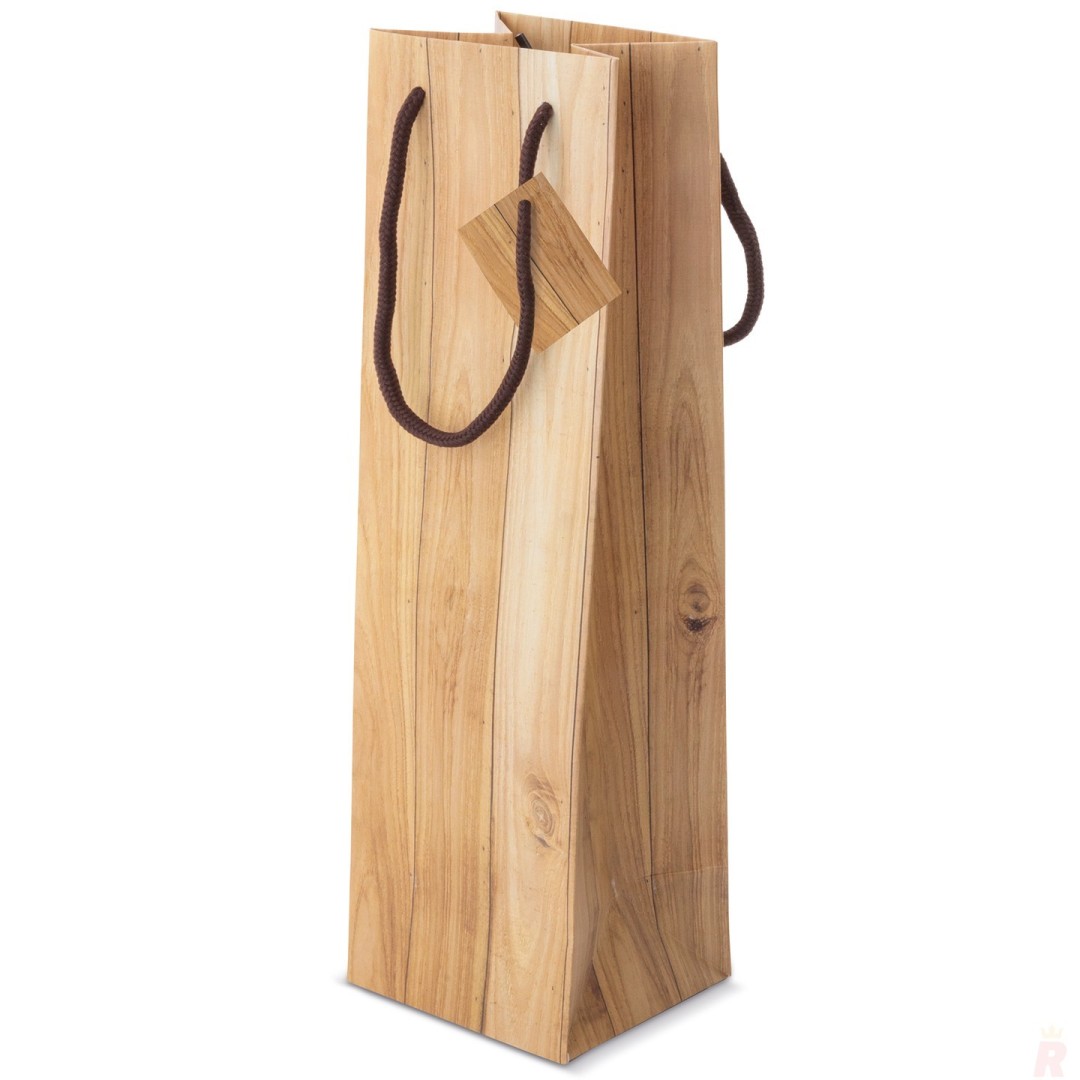 Bolsa Papel Efecto Madera 1 Botella ABETO - Ref. 10680 Cifra