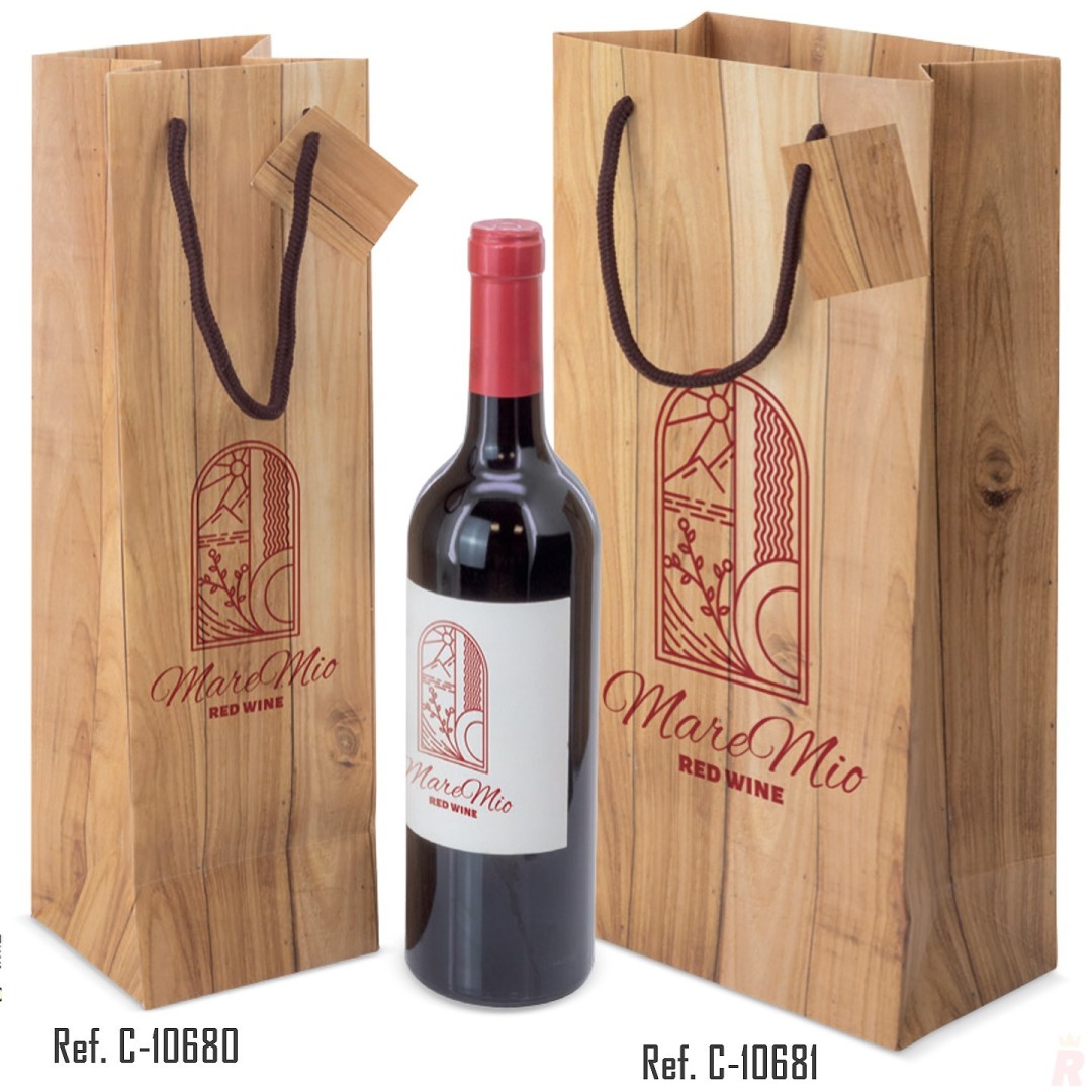 Bolsa Papel Efecto Madera 1 Botella ABETO