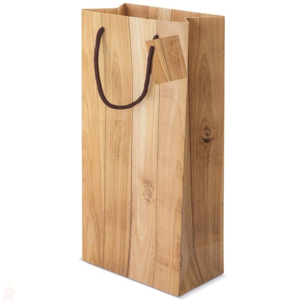 Bolsa Papel Efecto Madera 2 Botellas ABETO - Ref. 10681 Cifra