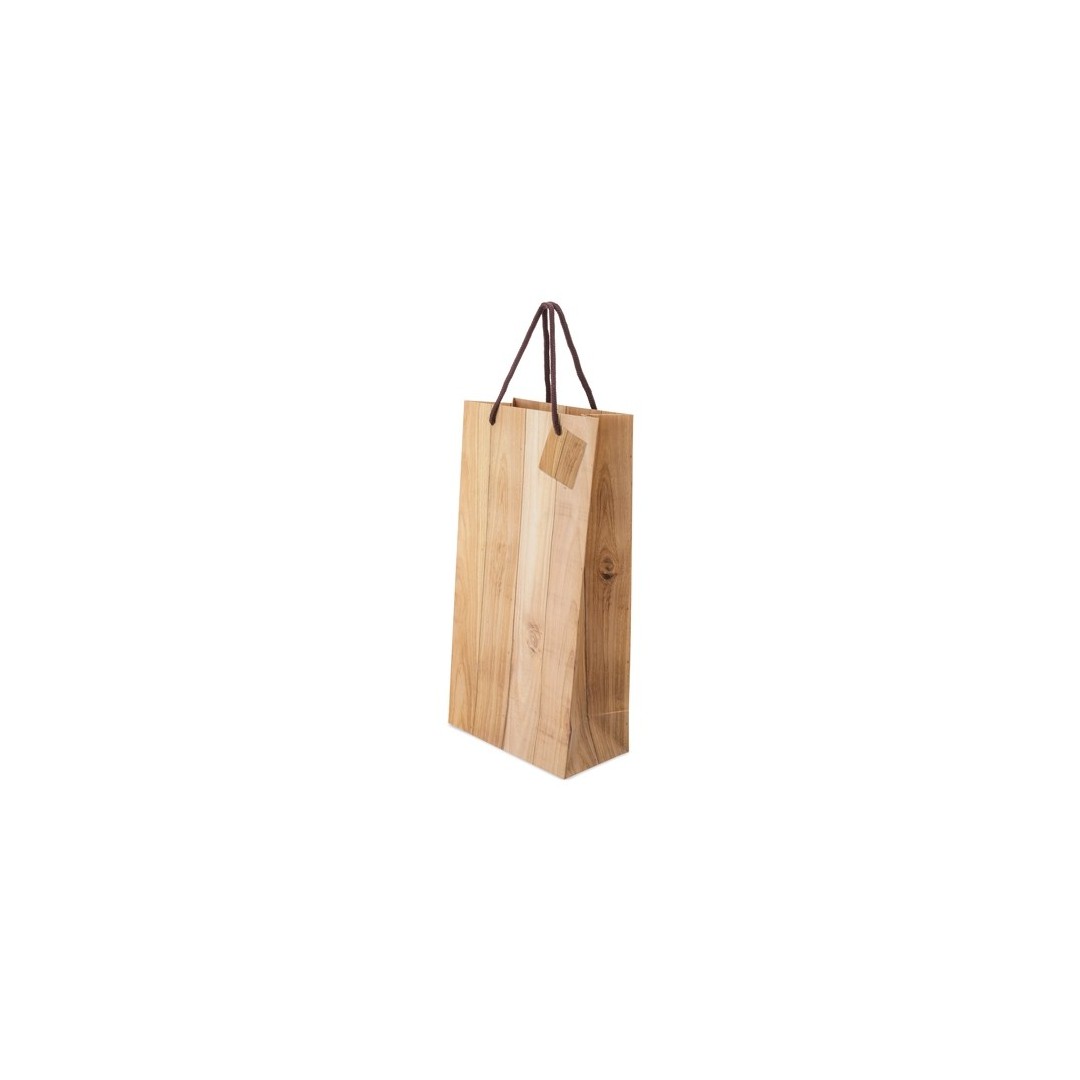Bolsa Papel Efecto Madera 2 Botellas ABETO