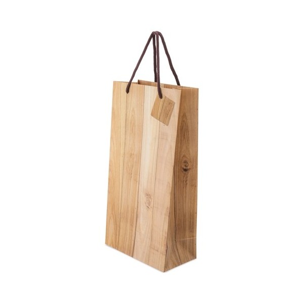 Bolsa Papel Efecto Madera 2 Botellas ABETO