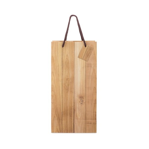 Bolsa Papel Efecto Madera 2 Botellas ABETO