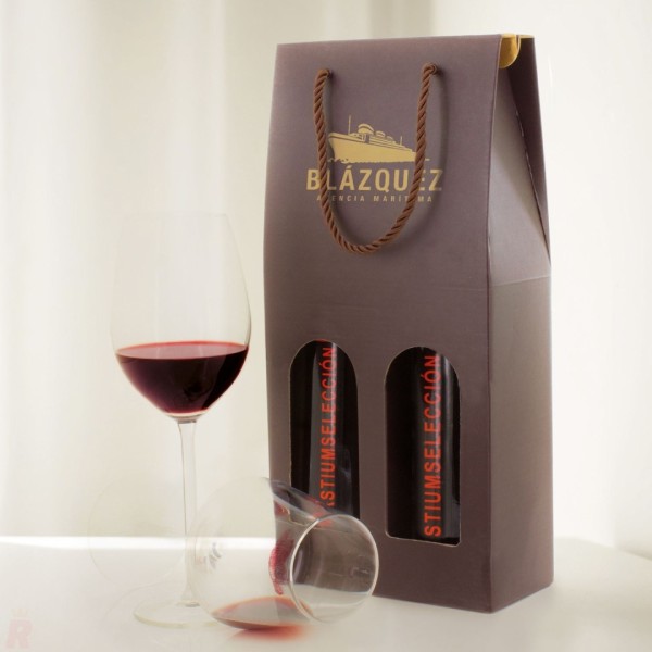 Caja Cartón Lujo 2 Botellas MESEGUERA - Ref. T-457 Cifra