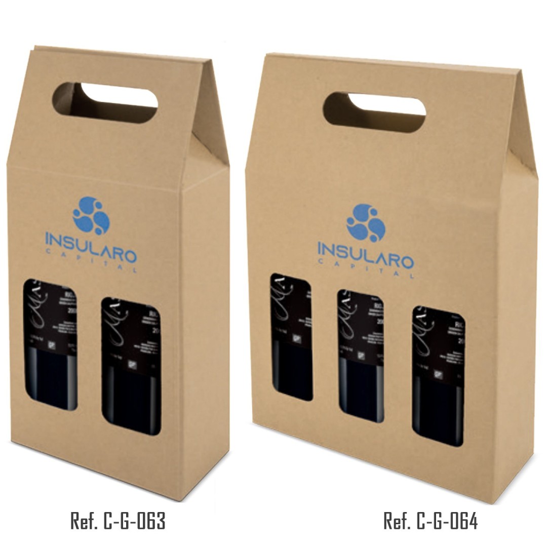 Caja Cartón Ventana 2 Botellas TREVISO