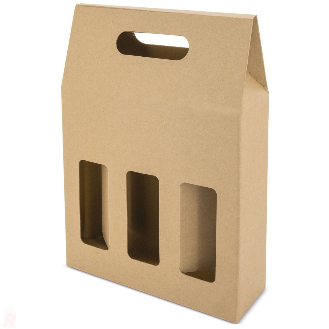 Caja Cartón Ventana 3 Botellas TREVISO - Ref. G-064 Cifra