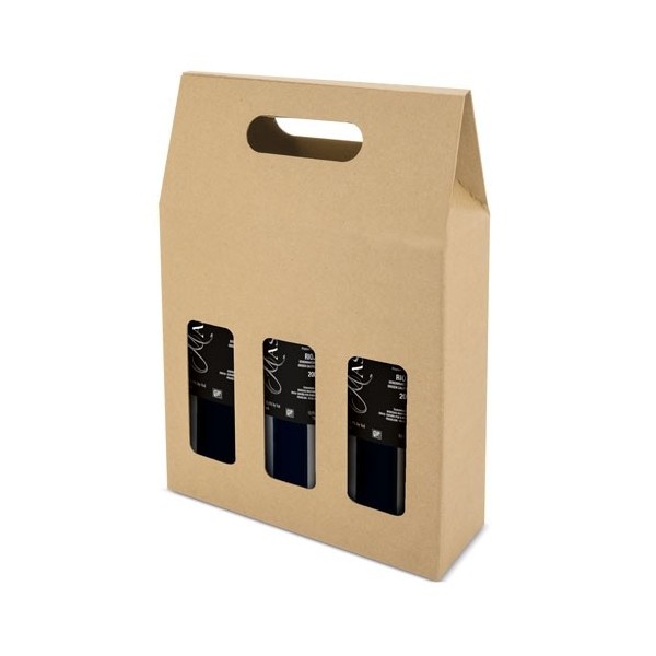 Caja Cartón Ventana 3 Botellas TREVISO