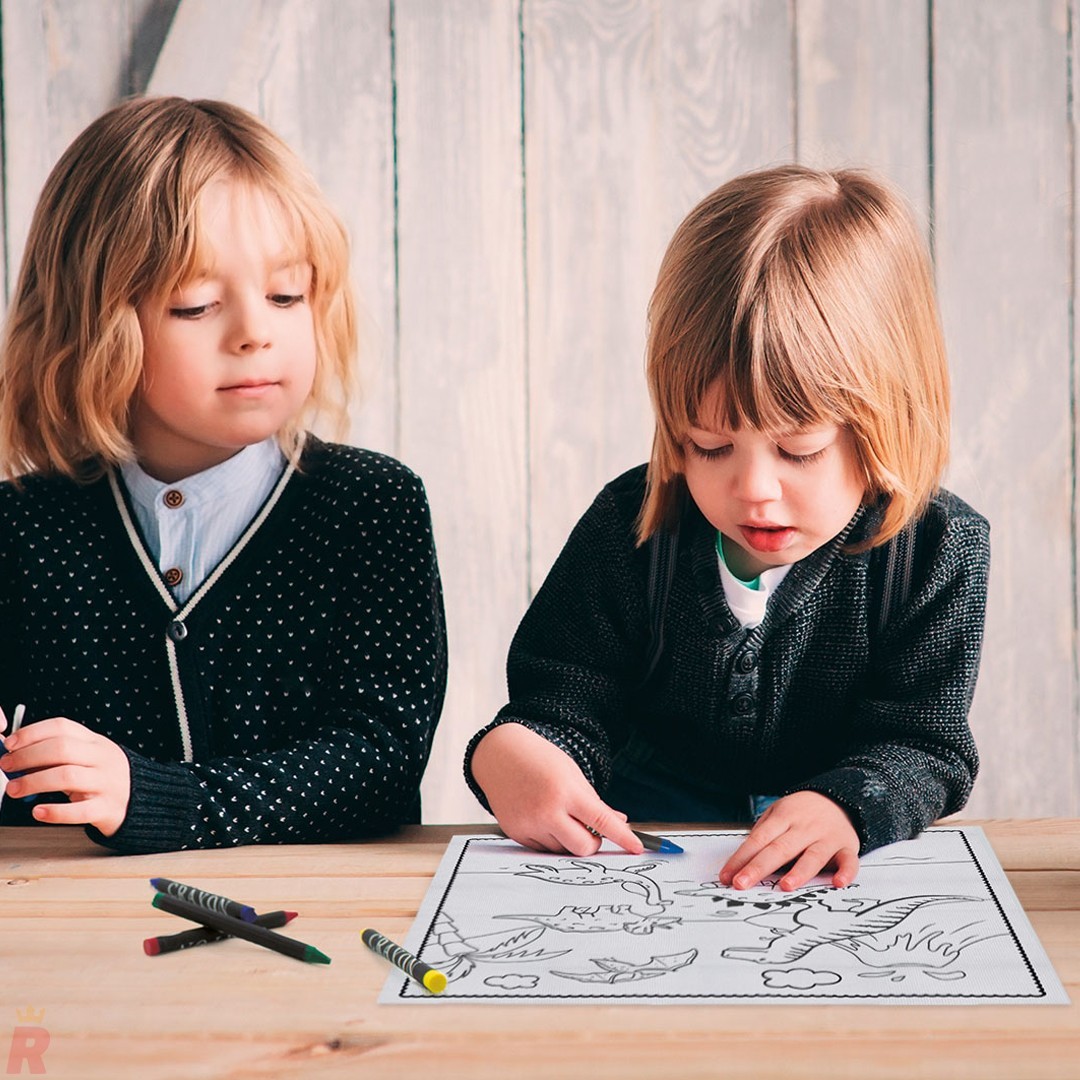 Mantel Infantil Colorear Ceras SAURUS - Ref. 10349 Cifra