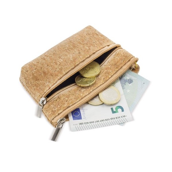 Monedero Corcho Doble Cremallera NATUR