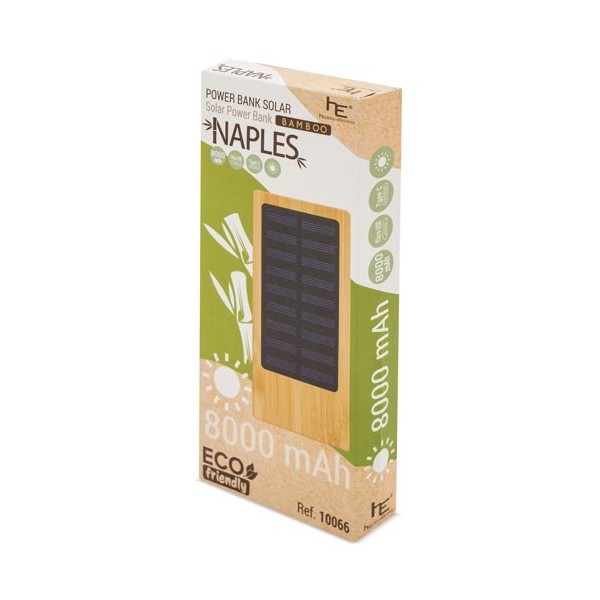 Power Bank Cargador Solar Bambú NAPLES