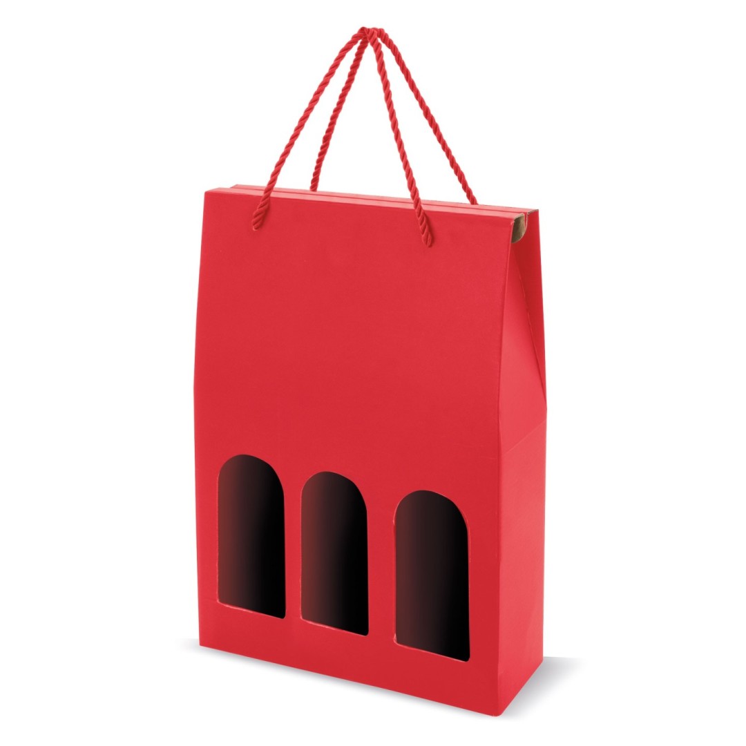 Caja Cartón Lujo 3 Botellas MESEGUERA Rojo - Ref. 10108-RO Cifra
