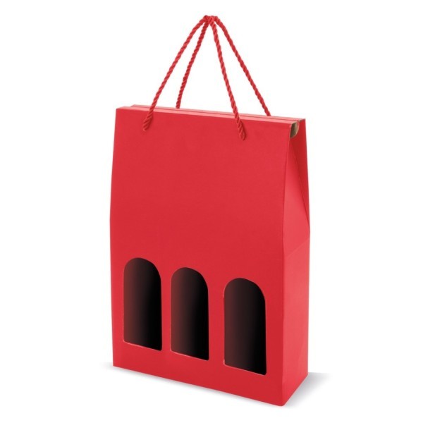 Caja Cartón Lujo 3 Botellas MESEGUERA Rojo - Ref. 10108-RO Cifra