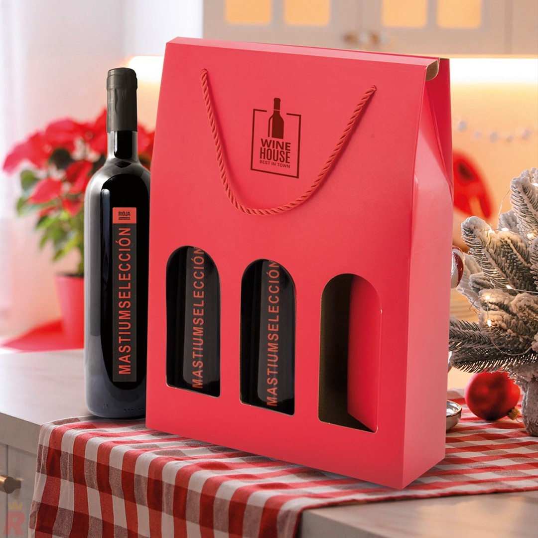 Caja Cartón Lujo 3 Botellas MESEGUERA