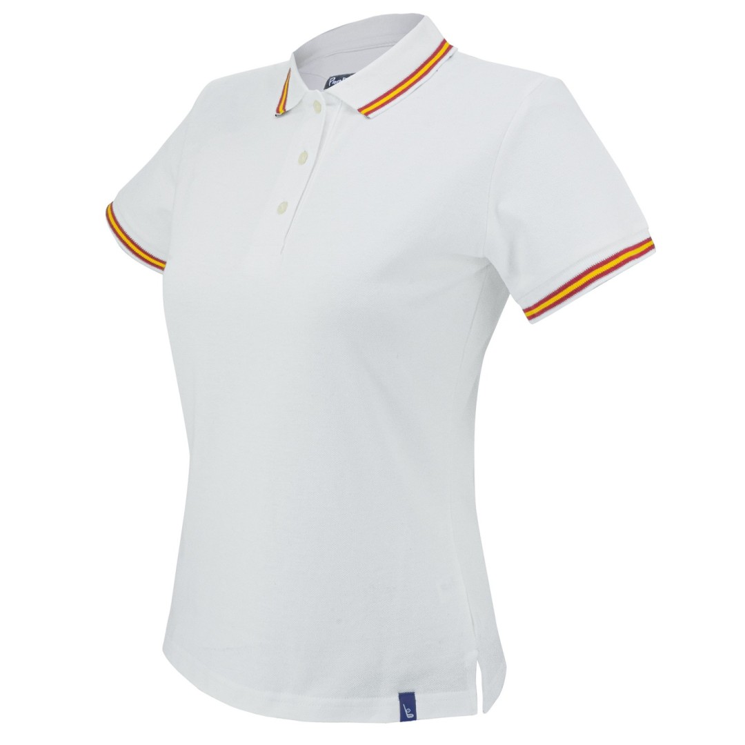 Polo Bandera Pierre Delone AZUR Mujer España / Blanco - Ref. T-670-L-BL Cifra