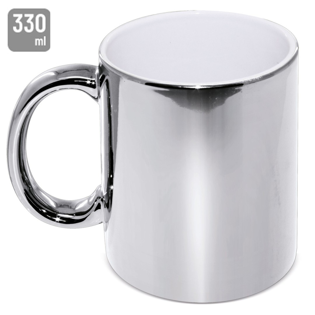 Taza Cerámica Metalizada Multicolor SYBAL Plata o Plateado - Ref. Z-603-PT Cifra
