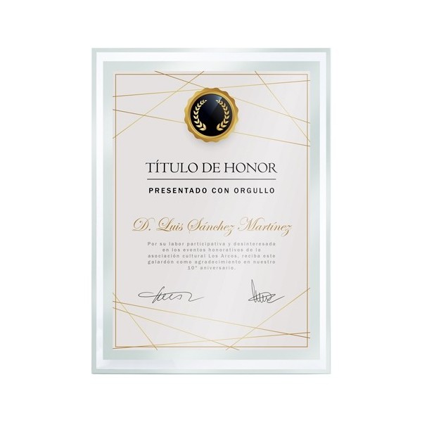 Marco Cristal Diploma A4 BISEL