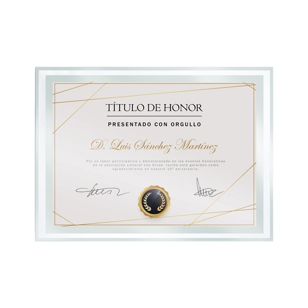 Marco Cristal Diploma A4 BISEL