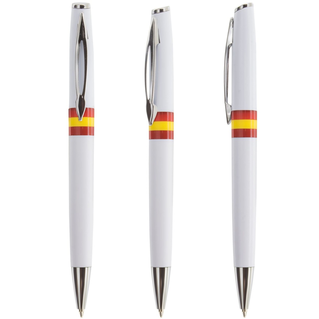 Bolígrafo Nacional Banderas Paises AYSEN  España / Blanco - Ref. A-328-BL Cifra
