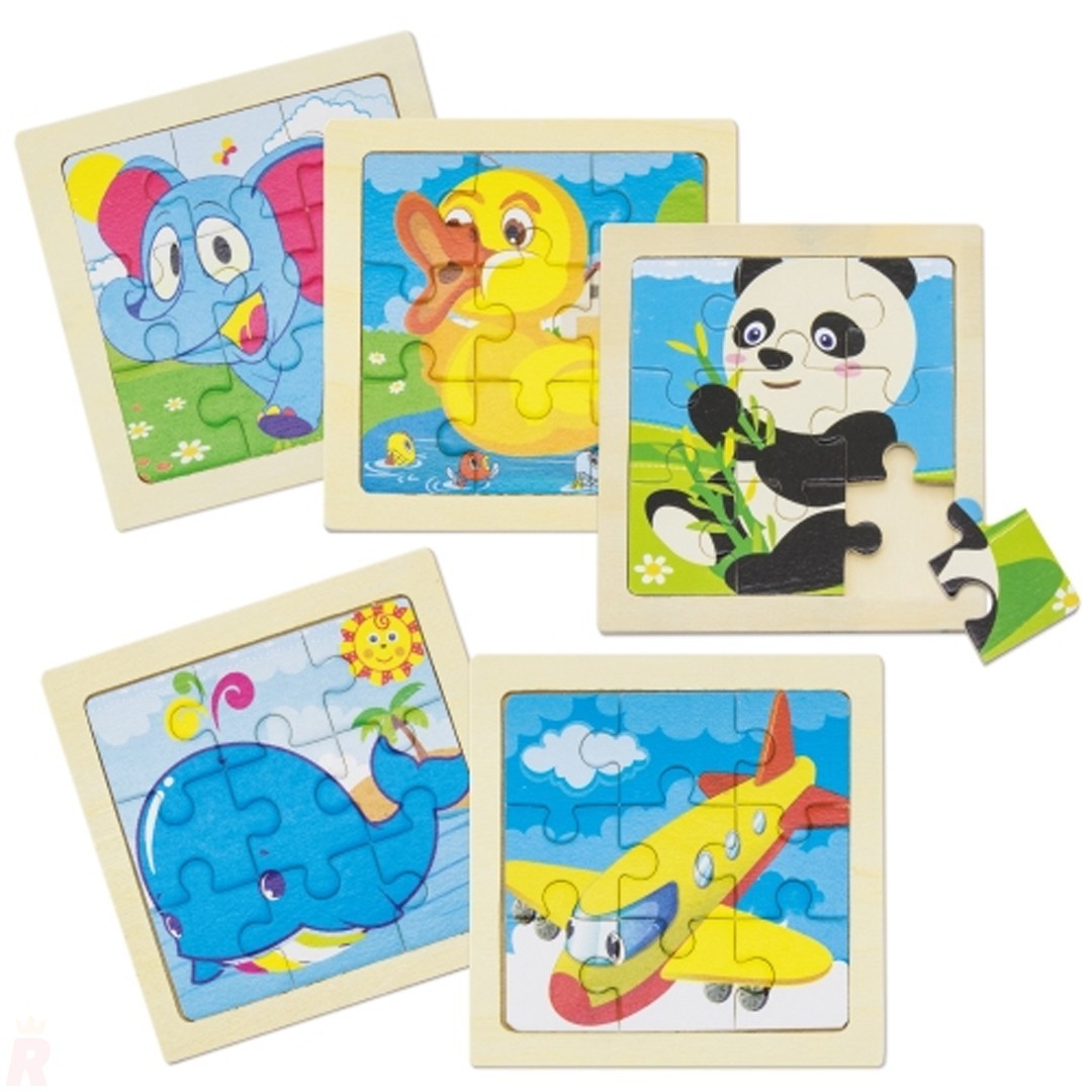 Set 5 Puzles Infantiles Madera Natural JUNIOR - Ref. 10128 Cifra