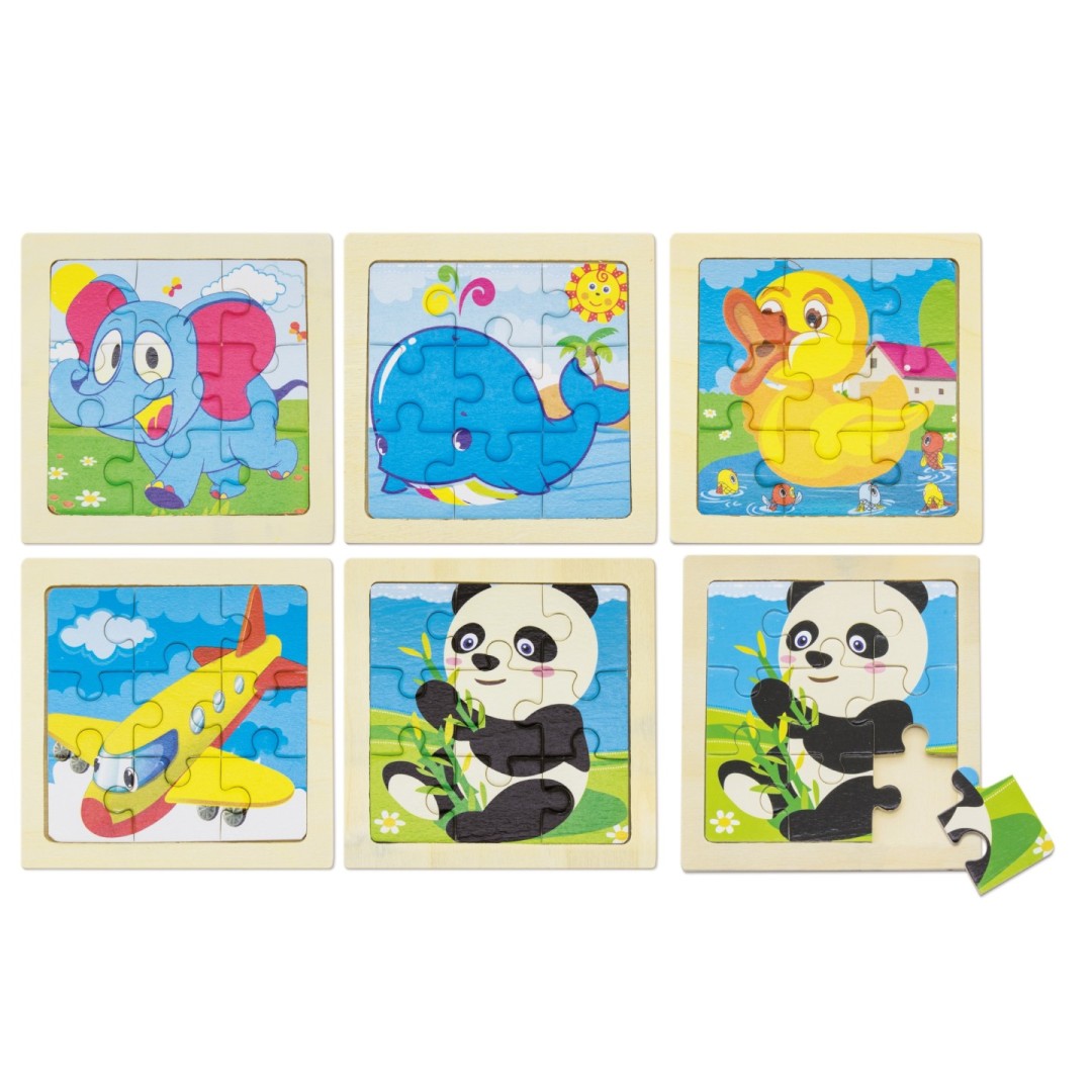 Set 5 Puzles Infantiles Madera Natural JUNIOR