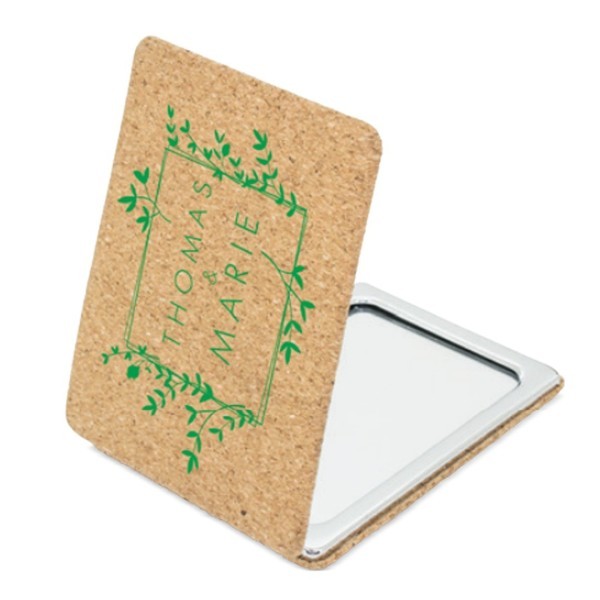 Espejo Bolsillo Plegable Corcho Cuadrado BIANCA