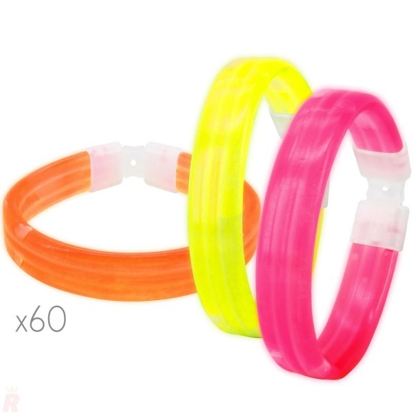 Pulseras Luminosas Fluorescentes NEÓN PARTY (Pack 60) - Ref. 10290 Cifra