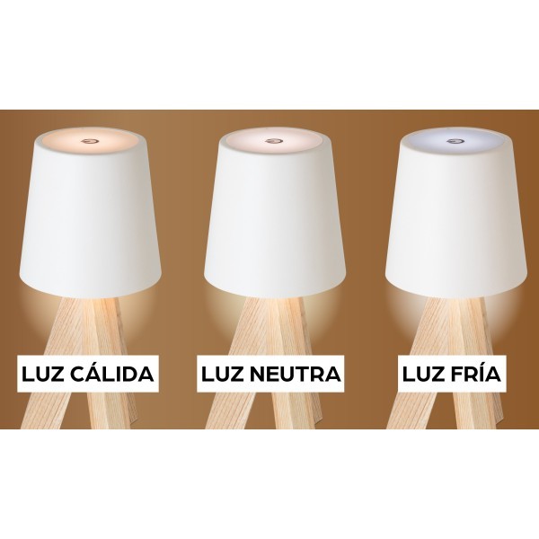 Lámpara LED Patas Madera Natural OTI