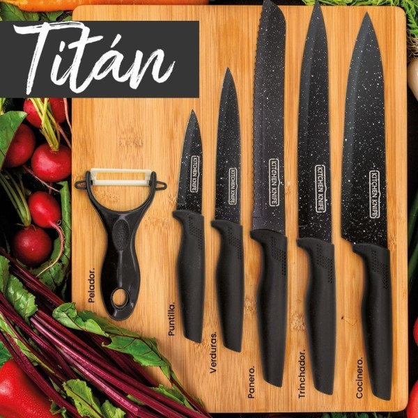Juego Cuchillos Cocina Profesional TITÁN 6 Piezas