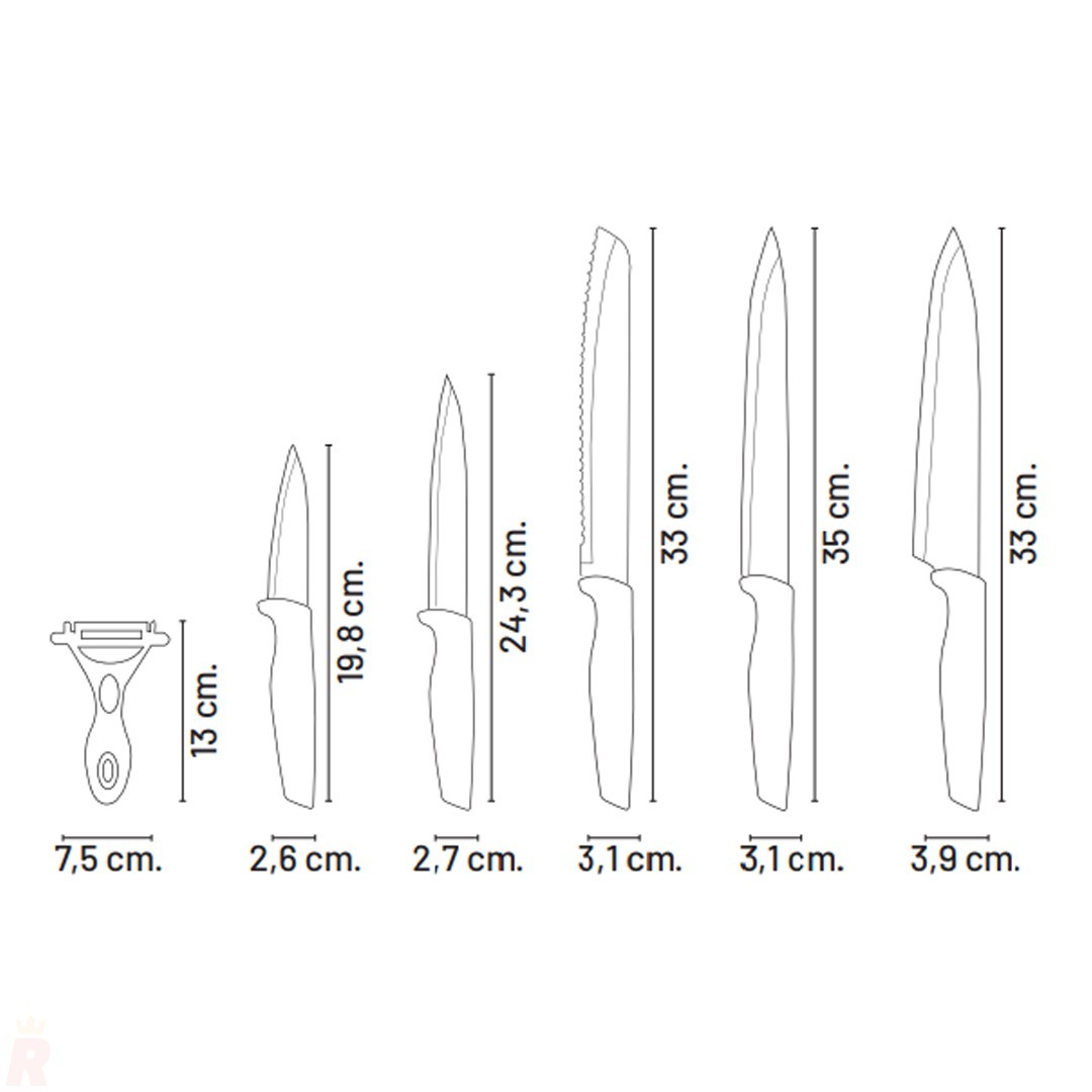 Juego Cuchillos Cocina Profesional TITÁN 6 Piezas
