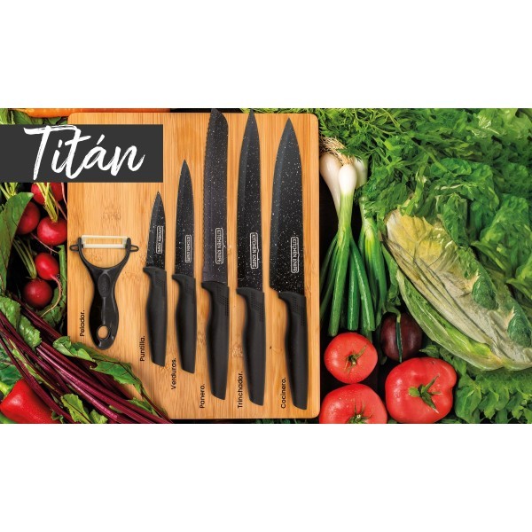 Juego Cuchillos Cocina Profesional TITÁN 6 Piezas