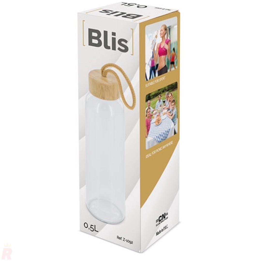 Botella Cristal Tapón Bambú BLIS 500 ml
