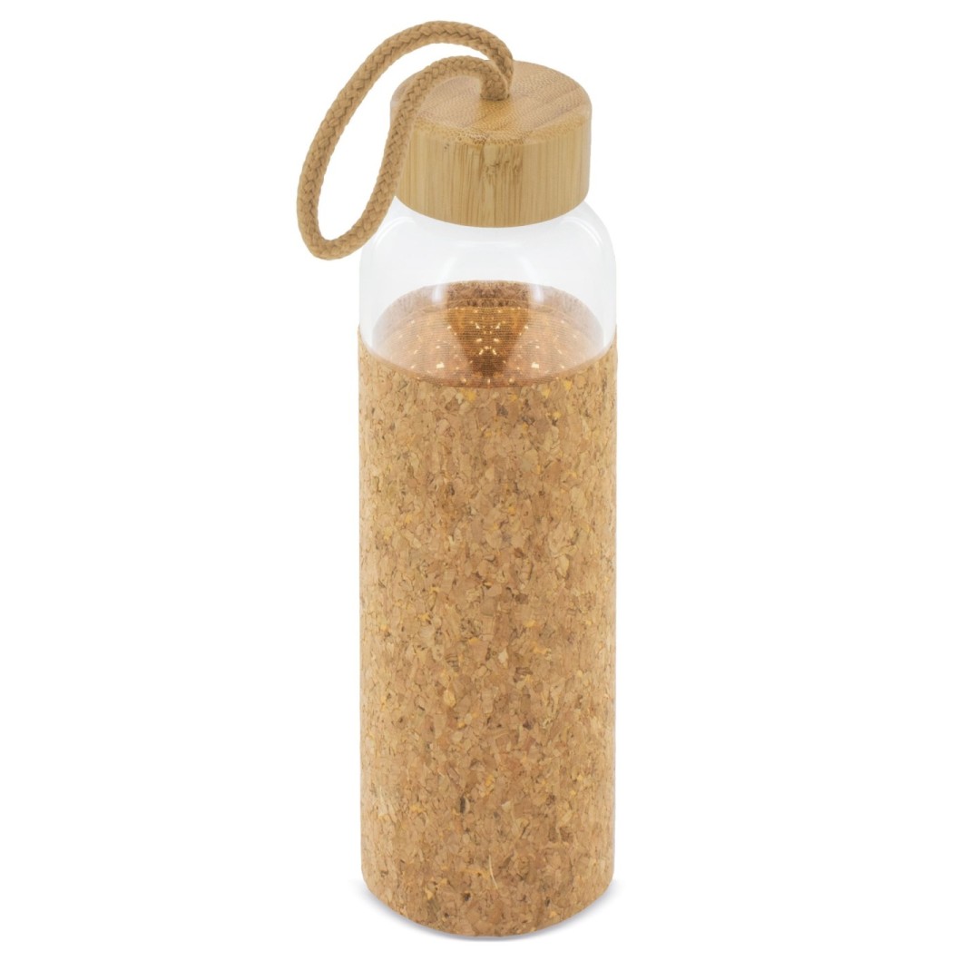 Botella Cristal Tapón Bambú Funda Corcho ZASI 500 ml - Ref. 10930 Cifra