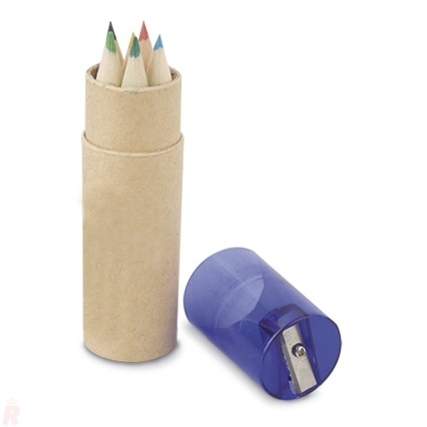 Caja Lápices Redonda 6 Colores y Sacapuntas DAFFY