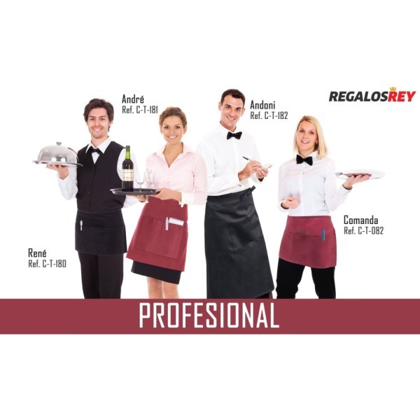 Mandil Profesional Camarero Pequeño Algodón RENÉ 51x26 cm