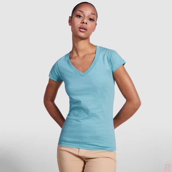Camiseta Básica Mujer Escote Cuello Pico VICTORIA - Ref. 6646 Roly WRK