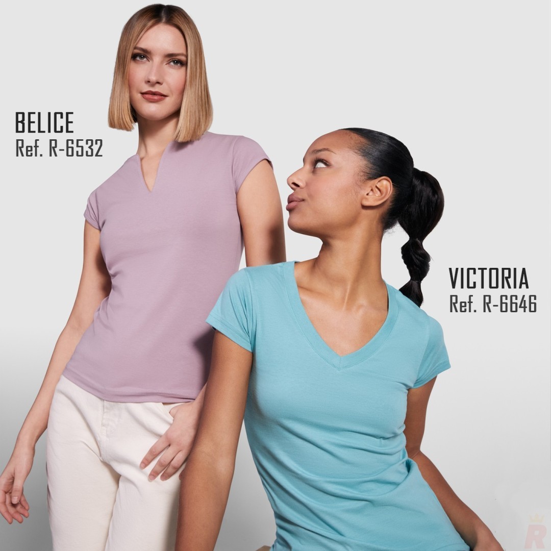 Camiseta Básica Entallada Abertura V Mujer BELICE