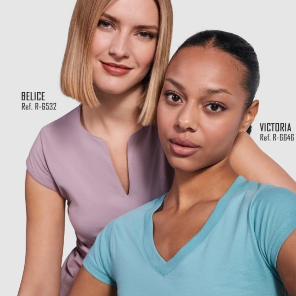 Camiseta Básica Entallada Abertura V Mujer BELICE