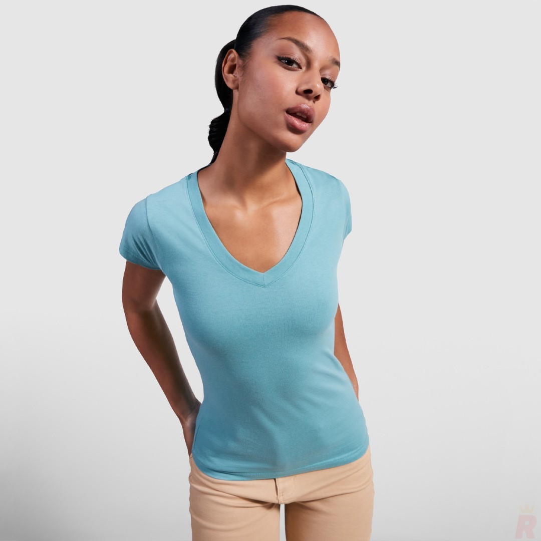 Camiseta Básica Mujer Escote Cuello Pico VICTORIA