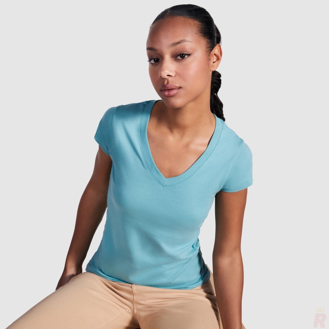 Camiseta Básica Mujer Escote Cuello Pico VICTORIA