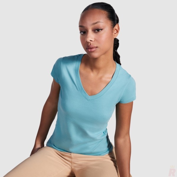 Camiseta Básica Mujer Escote Cuello Pico VICTORIA