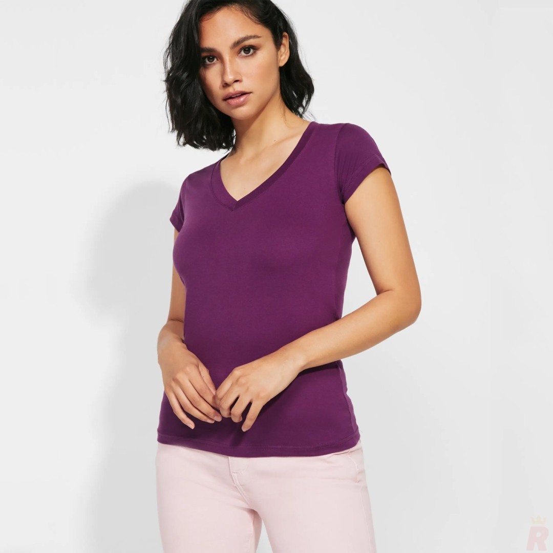 Camiseta Básica Mujer Escote Cuello Pico VICTORIA