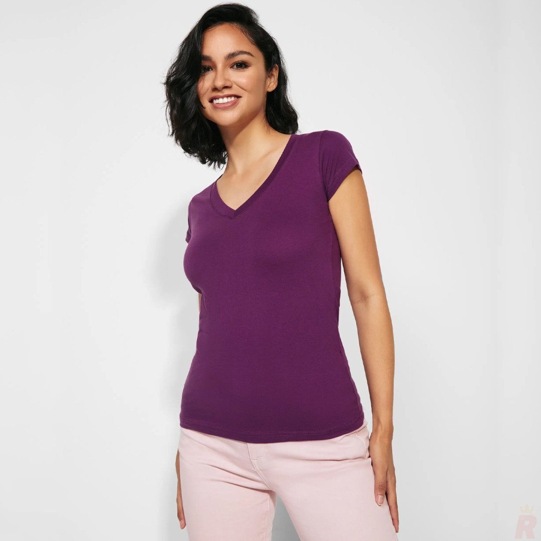Camiseta Básica Mujer Escote Cuello Pico VICTORIA