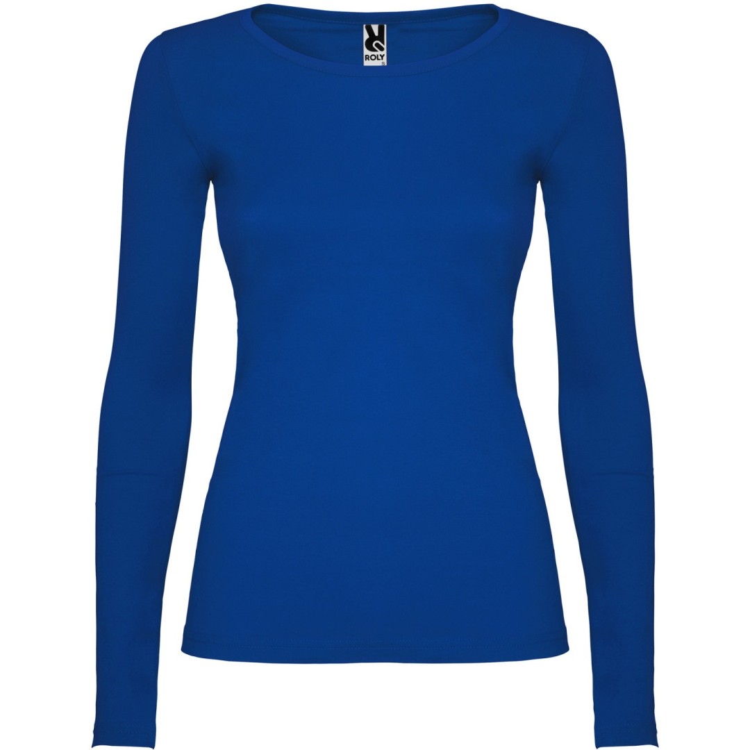 Camiseta Básica Semientallada Mujer Manga Larga...