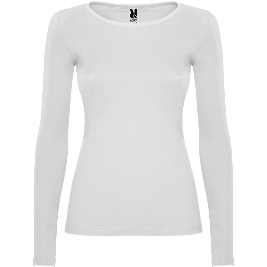 Camiseta Básica Semientallada Mujer Manga Larga...