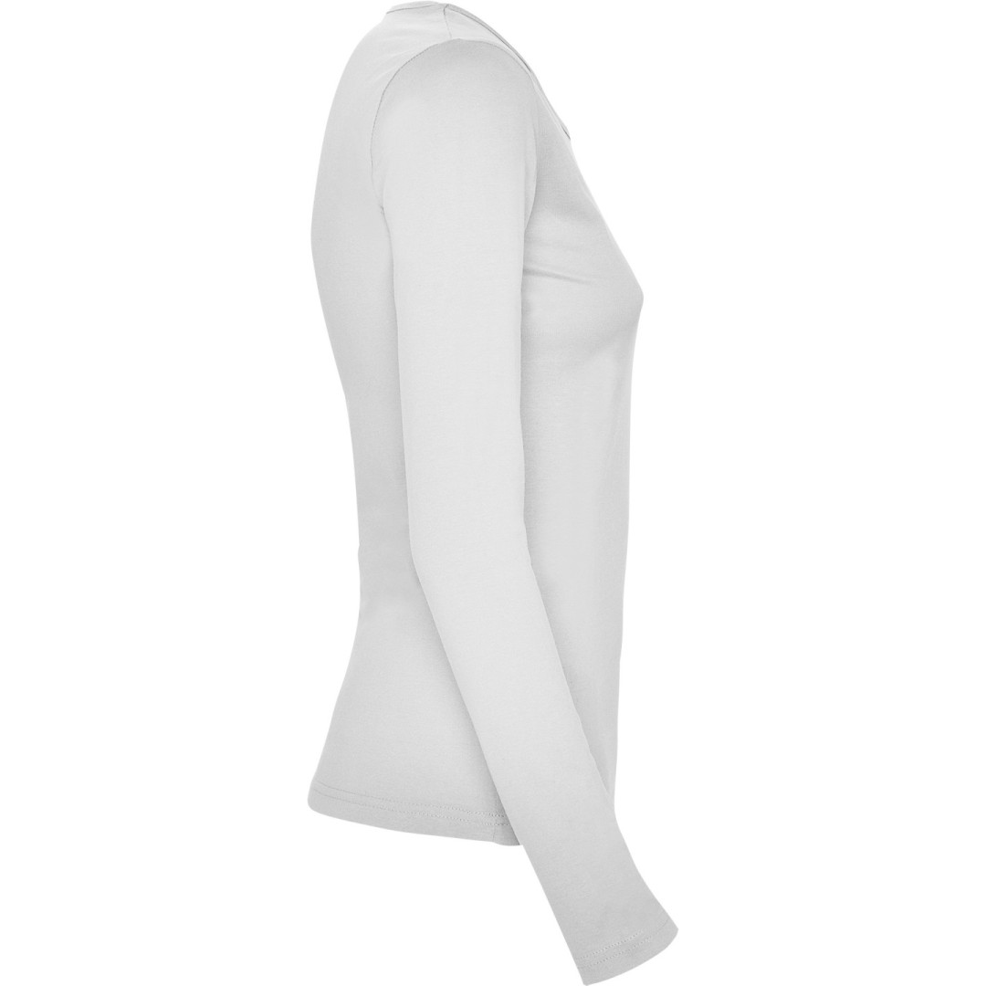 Camiseta Básica Semientallada Mujer Manga Larga...