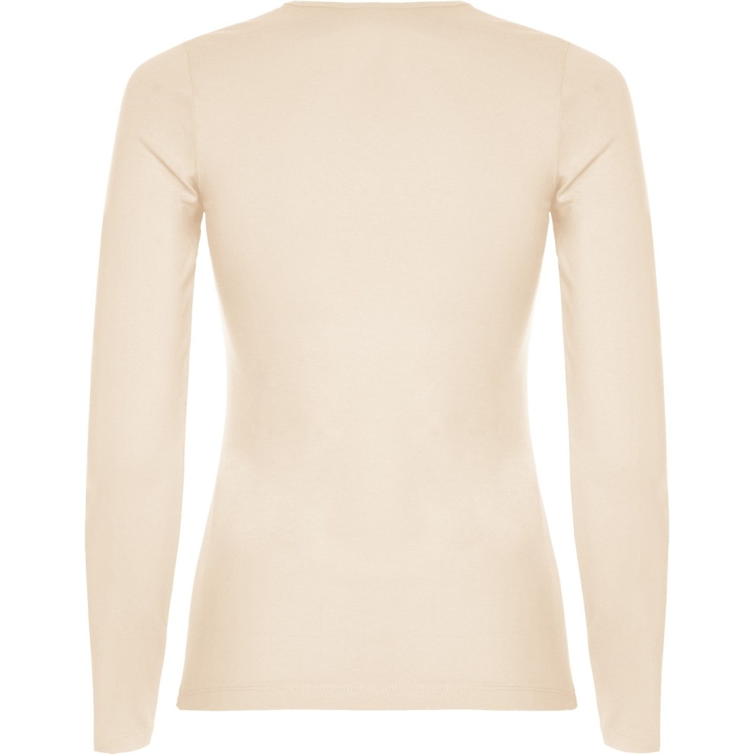 Camiseta Básica Semientallada Mujer Manga Larga...