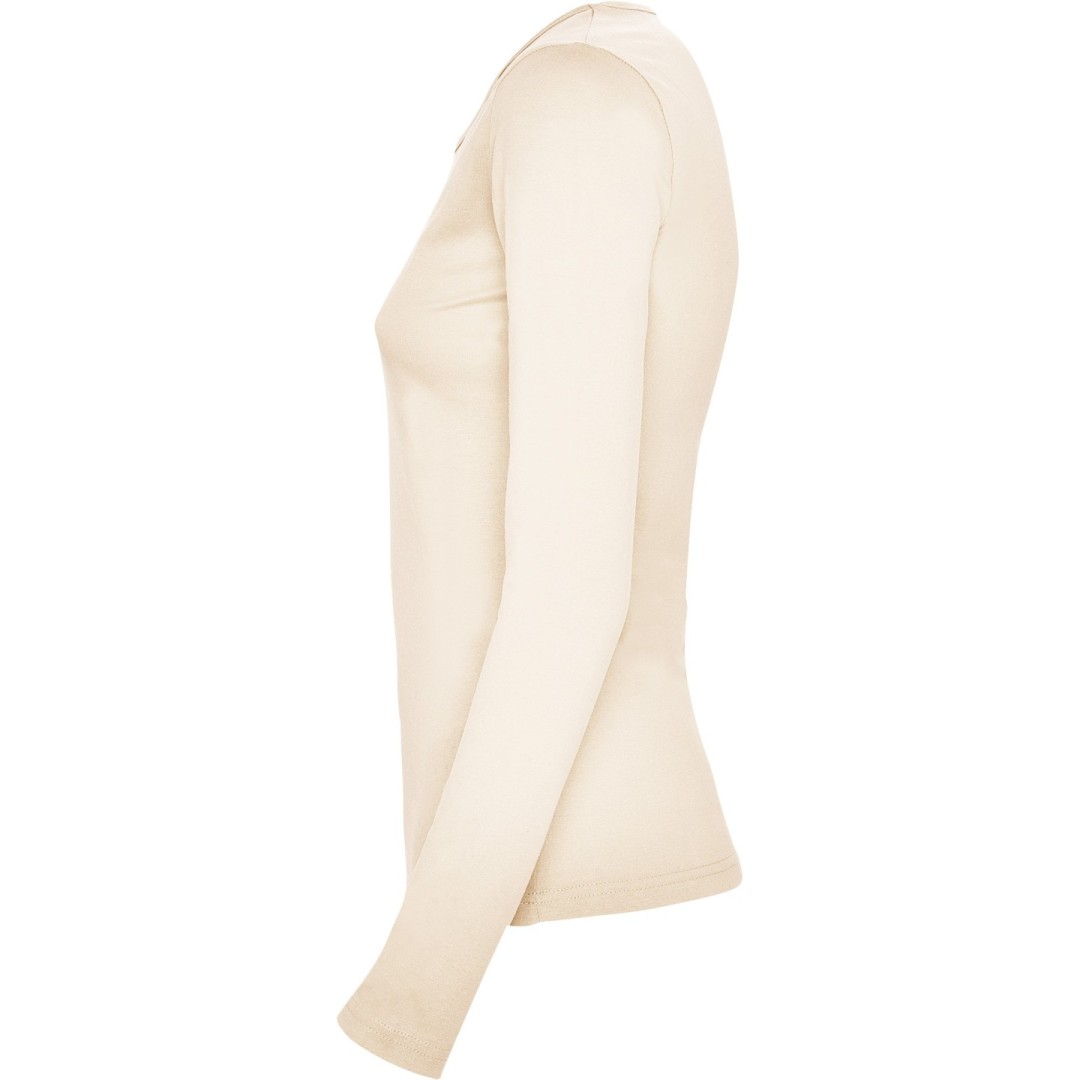 Camiseta Básica Semientallada Mujer Manga Larga...