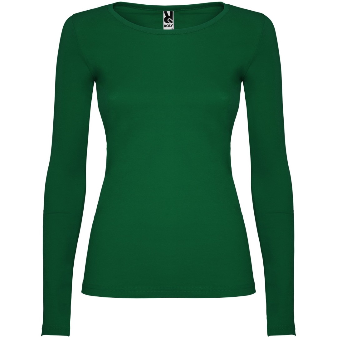 Camiseta Básica Semientallada Mujer Manga Larga...