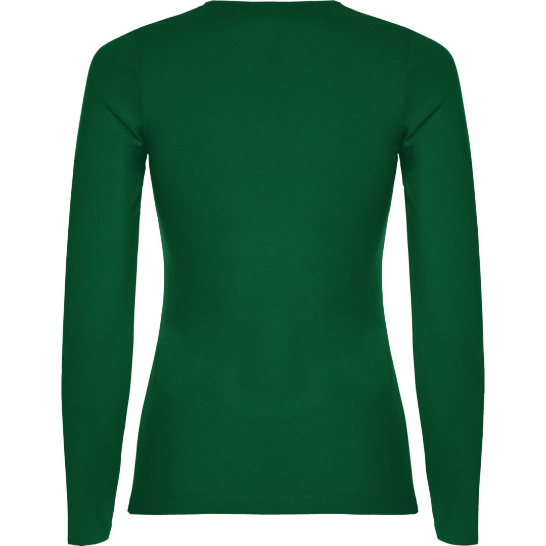 Camiseta Básica Semientallada Mujer Manga Larga...