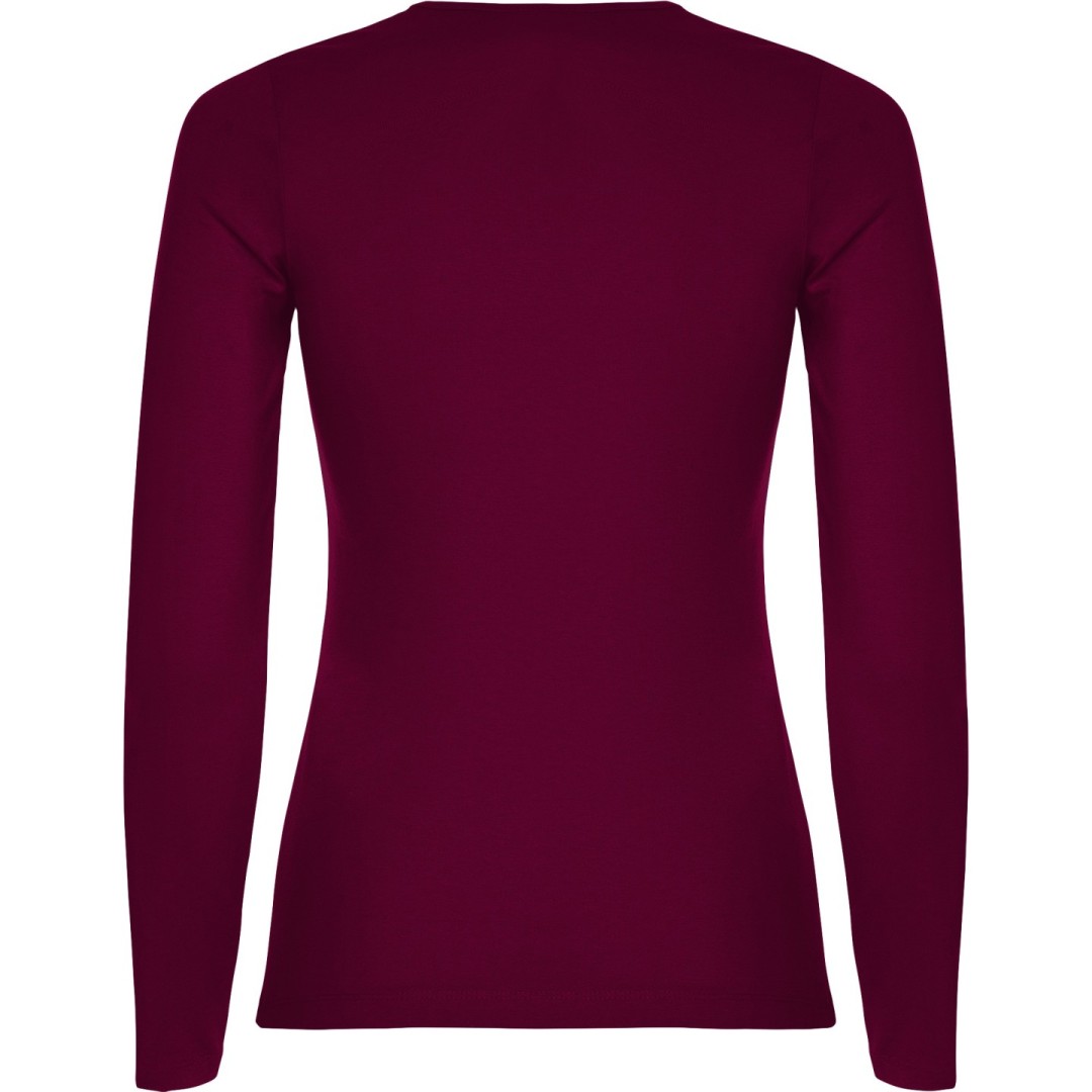 Camiseta Básica Semientallada Mujer Manga Larga...